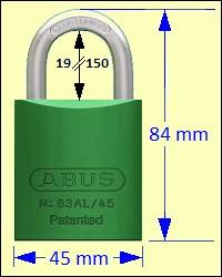 Series 83 Padlocks: ABUS 83AL/45G Green Titalium Padlock