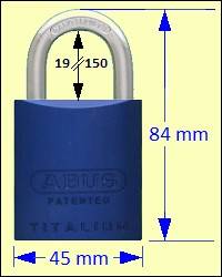 Series 83 Padlocks: ABUS 83AL/45B Blue Titalium Padlock