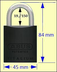 Series 83 Padlocks: ABUS 83AL/45BL Black Titalium Padlock