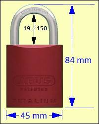 Series 83 Padlocks: ABUS 83AL/45R Red Titalium Padlock