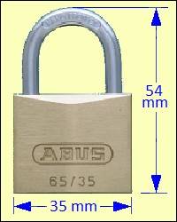 ABUS 65/35 Brass Padlock 19 mm Shackle