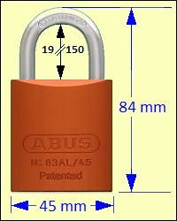 Series 83 Padlocks: ABUS 83AL/45O Orange Titalium Padlock