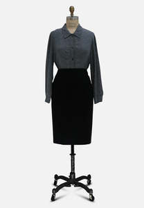 Tops Shirts And Blouses: 1970s Deep Slate Speckle Print Shirt