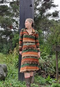 Skirts: Southwell NZ Made Stripe Print Blouse And High Waist A-Line Skirt Set