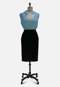 Tops Shirts And Blouses: Bright Teal Italian Vintage Sheer Dotted Blouse with Lace Bib