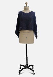 Knits Sweaters Jumpers: 1970s Navy Mohair-Look Open Knit Cape