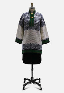 Slade 1970s Fair Isle Style Knit Tunic with Gold Clasp Fastenings