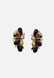 Jewellery: 1980s Amethyst and Jet Cascade Clip-On Earrings