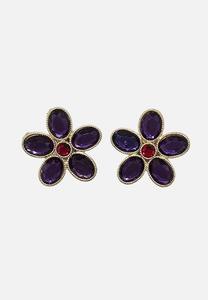 Jewellery: 1980s Amethyst Flower Clip-On Earrings