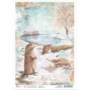Decoupage Paper Clearance: Beavers Tree Farm Rice Paper for Decoupage A4