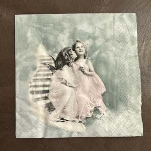 Pink Angels and stairs Napkin for Decoupage