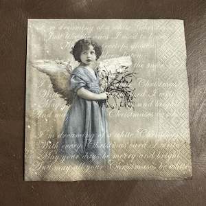Dreaming of White Christmas Angel Napkin for Decoupage