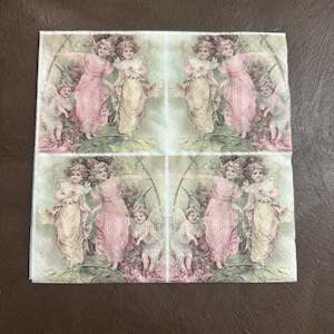 Vintage Garden Fairy Cards Napkin for Decoupage