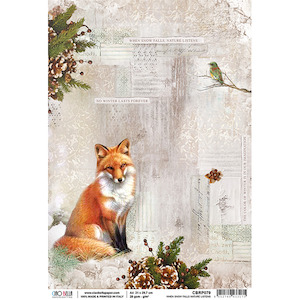 Rice Paper: Fox Snow Rice Paper for Decoupage A4