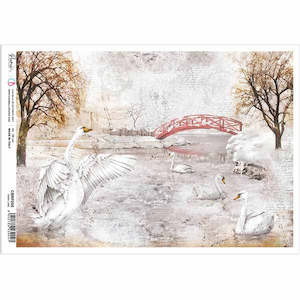 Rice Paper: Swan Lake Rice Paper for Decoupage A4