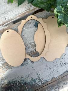 Decoupage Brushes Tools: Elegant Oval Frame 3 piece set Blank MDF shape 18cm