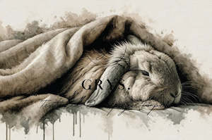 Easter: Sepia Bunny Paper for Decoupage A3