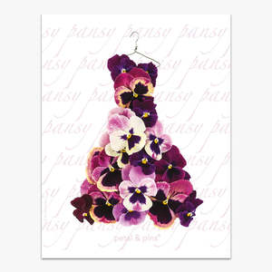 Linen: Pure Linen Tea towel Pink & Purple Pansy
