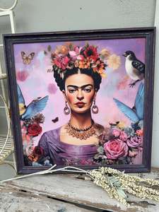 Furniture: Purple Frida Framed Artwork COLLECT ONLY