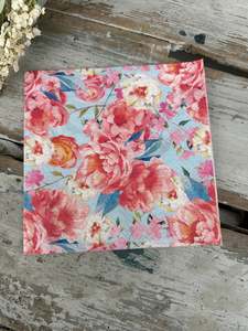 Napkin And Serviette Papers Made For Decoupage Projects: Rose Gloria on blue Napkin for Decoupage