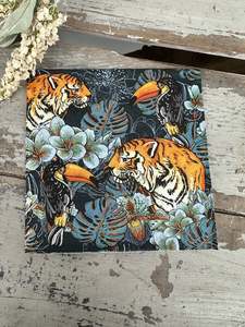 Napkin And Serviette Papers Made For Decoupage Projects: Tigers & Toucans on Navy Napkin for Decoupage