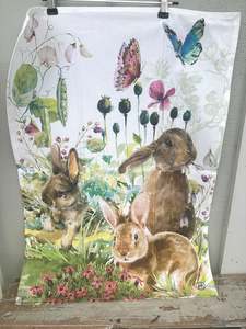 Linen: Tea towel Bunny Trio