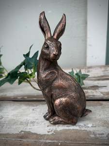 Bronze Rabbit Sitting head turned