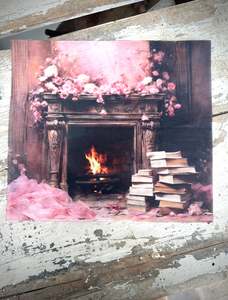 Woven Decoupage Papers: Pink Blossom Fireplace Paper for Decoupage Rectangle small