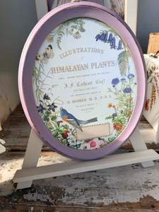 Painted And Repurposed: Oval framed bird w typography and flowers