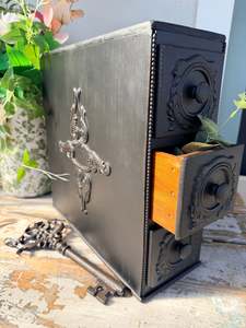 Painted And Repurposed: Black Onyx Singer drawer Storage set COURIER QUOTE OR COLLECT ONLY