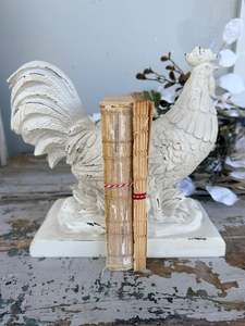 French Rooster white Book Ends set of 2