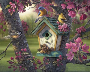Products: Bird House Tree - Diamond Art 30x40cm 40pcs - Paint My Numbers