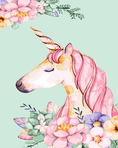 Products: Pink Unicorn - Diamond Art 30x40cm 50pcs - Paint My Numbers