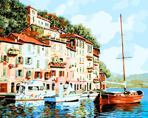 Products: Seaside Village and Boat Paint by Numbers - Paint My Numbers