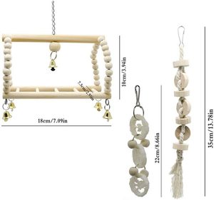 Pet And Animal: 7pcs Wooden Bird Toy Parrot Cage Hammock Chewing Swing Toys