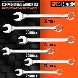 Extra Long Metric Spanner Ring Wrench Set
