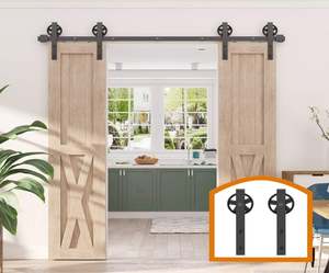 Barn double Door Hardware Large Wheel 3 M Sliding Track Black Antique