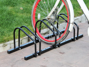 Bike Stands: 3-Slots Floor Mounted Bike Stand Bike Rack