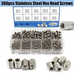 360pcs Hex Socket Set Screws M3-M8 Kit