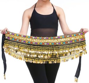 Health Beauty: Black Belly Dance Hip Scarf Belt Gold Coins