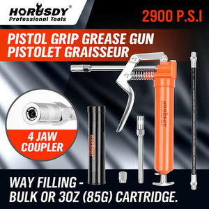 Bike Accessories: HORUSDY Mini Pistol Grip Grease Gun 3 oz Cartridge Flexi Hose Coupler 2900 PSI
