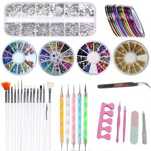 Antiques Collectables 1: Nail Art Tools Kit DIY Nail Brushes Pens Rhinestone Set