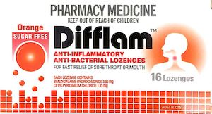 Lozenges: Difflam Lozenges Orange for relief of sore throat 16 Lozenges Sugar Free