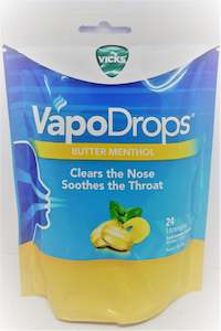 Lozenges: Vicks Vapodrops Butter Menthol 24 Lozenges