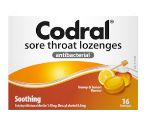 Lozenges: CODRAL Sore Throat Lozenges Honey & Lemon 16 Lozenges (2 Pack) Quantity restriction (1) applies