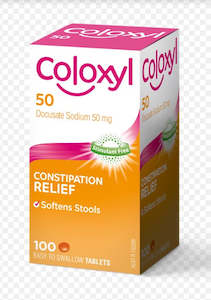 Constipation 1: Coloxyl 50mg 100 tablets Qty restriction (2) applies