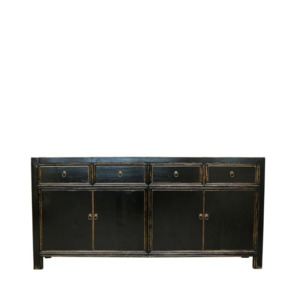 Oriental Painted 4 Door Sideboard – Vintage Black