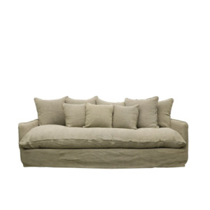Lotus Slipcover Sofa 3 Seater Khaki – Linen