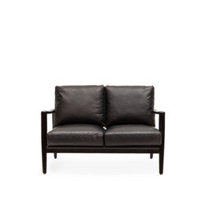 Reid 2 Seater Black Leather and Frame