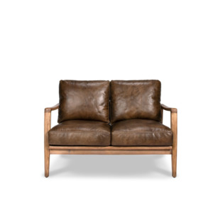 Reid 2 Seater Brown Leather